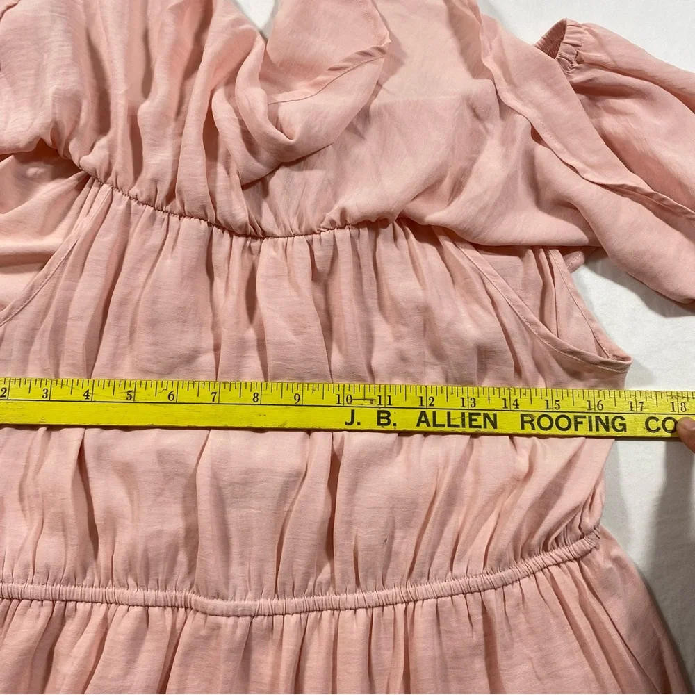 Venus Maxi Pleated Dress Women’s 6 Ruffled pink short sleeve cover up top dress - Picture 4 of 9